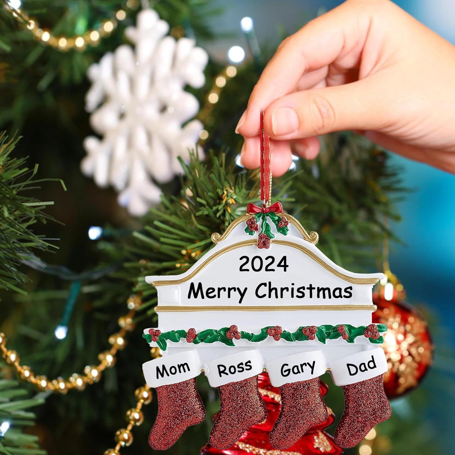 Personalized Christmas Ornaments 2025,Family of 2,3,4,5,6,7,8 Custom Stocking Christmas Ornament,Customized Name Ornament,Xmas Ornaments,Customized Xmas Tree Decorations Gifts
