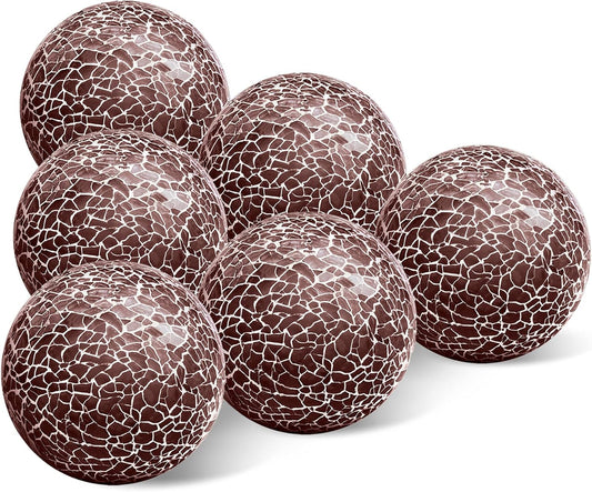 6 PCS 2.5inch Glass Mosaic Sphere Balls Round Christmas Table Bowls Vases Centerpieces Set Decorative Orbs Living Room Festival Table Party Wedding Dining Home Tray Solid