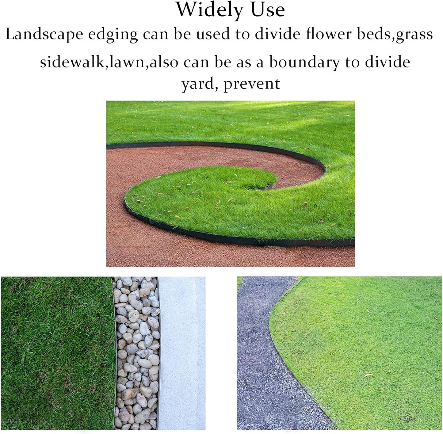 Garden Edging Border 33ft, 2in Tall Plastic Straight Top Lawn Edging Landscaping Edging Kit with 30pcs Spikes for Paver Edging, Grass Edging, Flower Beds, Yard, Black