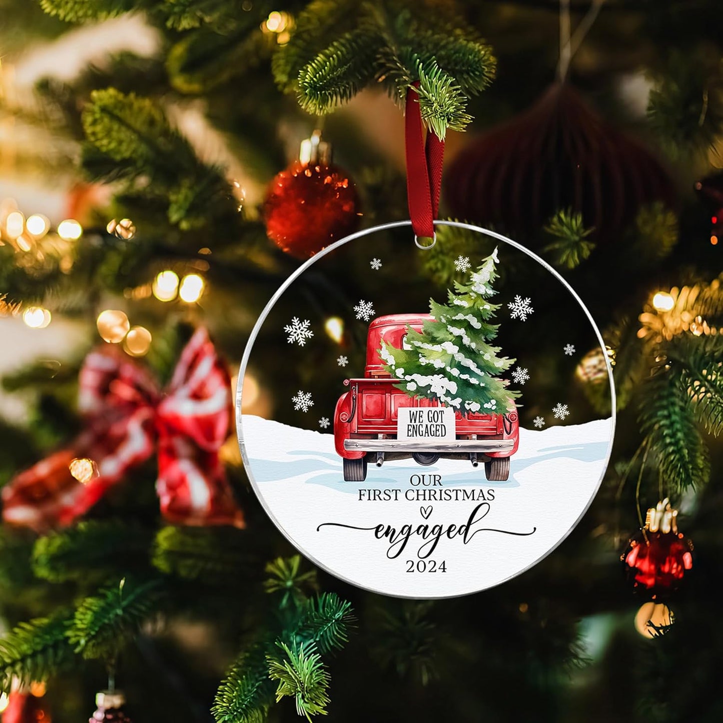 Our First Christmas in Our New Apartment 2025 Xmas Ceramic Ornament - Apartment Decor House Warming Gifts 1st Apartment Christmas Ornament (Engaged Ornament 2)