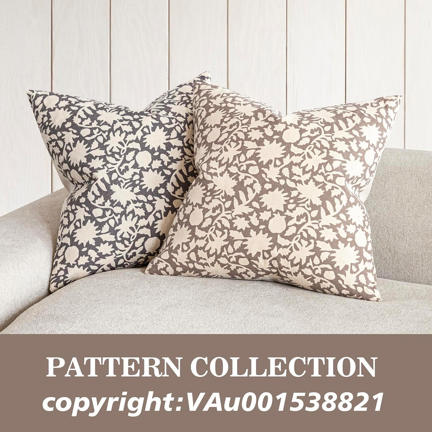 Foindtower Set of 2 Decorative Neutral Floral Throw Pillow Covers Accent Farmhouse Cushion Covers Boho Vintage Pillowcase for Couch Sofa Bedroom Living Room Home Decor Outdoor,24×24 Inch,Tan