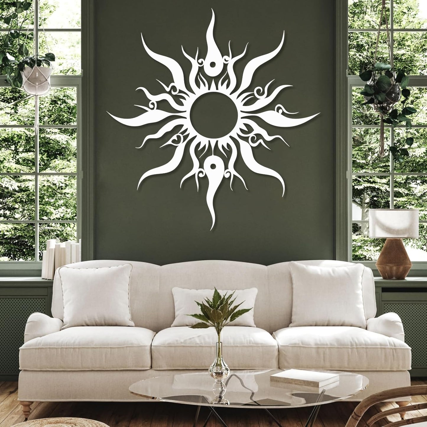 Hotuijxca Metal Wacky Sun Wall Art, Wacky Sun Metal Decor for Livingroom, Bedroom (White, 19"x18"/47x45cm, metal wall art)