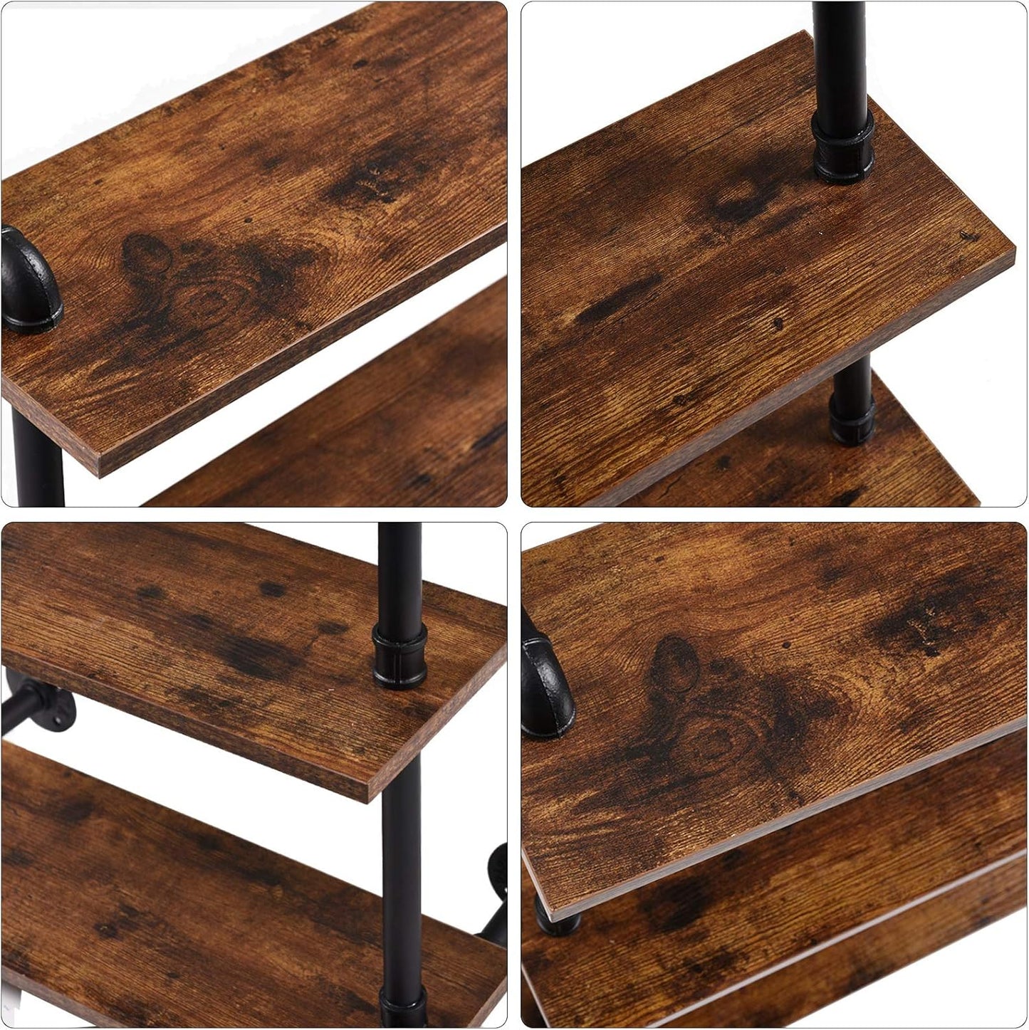 IBUYKE Industrial Pipe Shelves, Pipe Floating Shelves, Rustic Wall Mount Bookcase, 3-Tiers, 23.6" Metal Bracket Storage Wall Shelf for Bedroom, Kitchen, Living Room, Bathroom RF-TM003