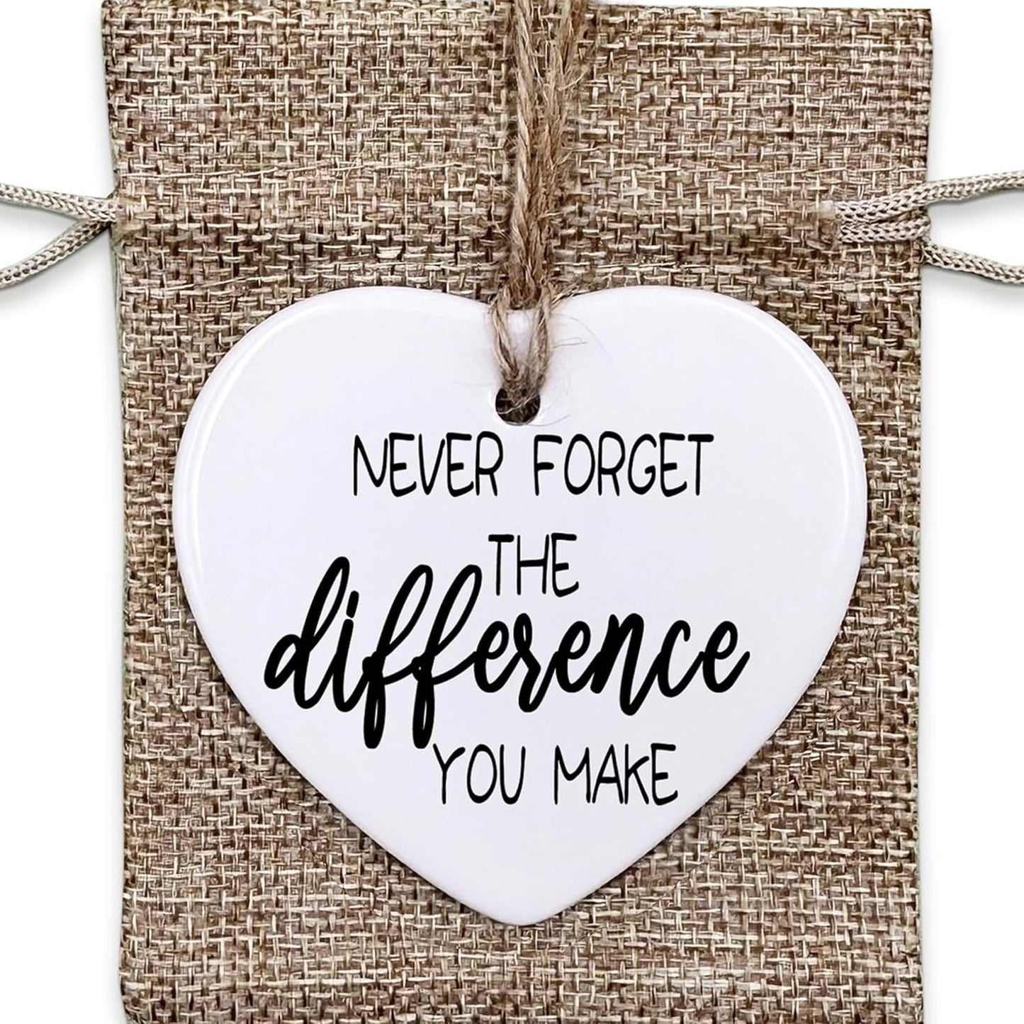 Thank You Gifts for Women Men - Never Forget The Difference You Make Ceramic Ornament Keepsake Appreciation, Retirement Gifts for Women Men, Farewell, Goodbye, Leaving Ideas for Coworker, Boss