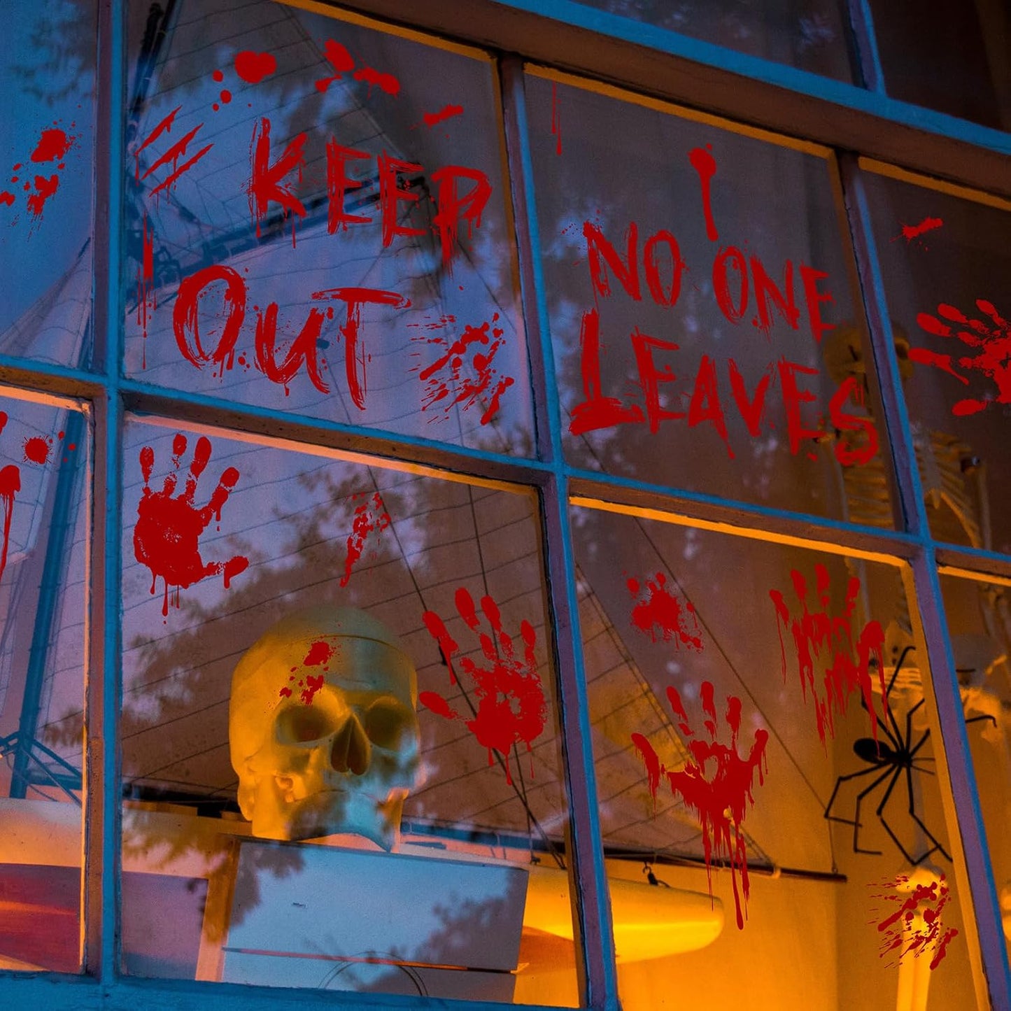 Halloween Bloody-Handprint-Footprints Floor Stickers, Scary Halloween Party Indoor/Outdoor Decoration, for Windows Clings, Car - 12 Sheets