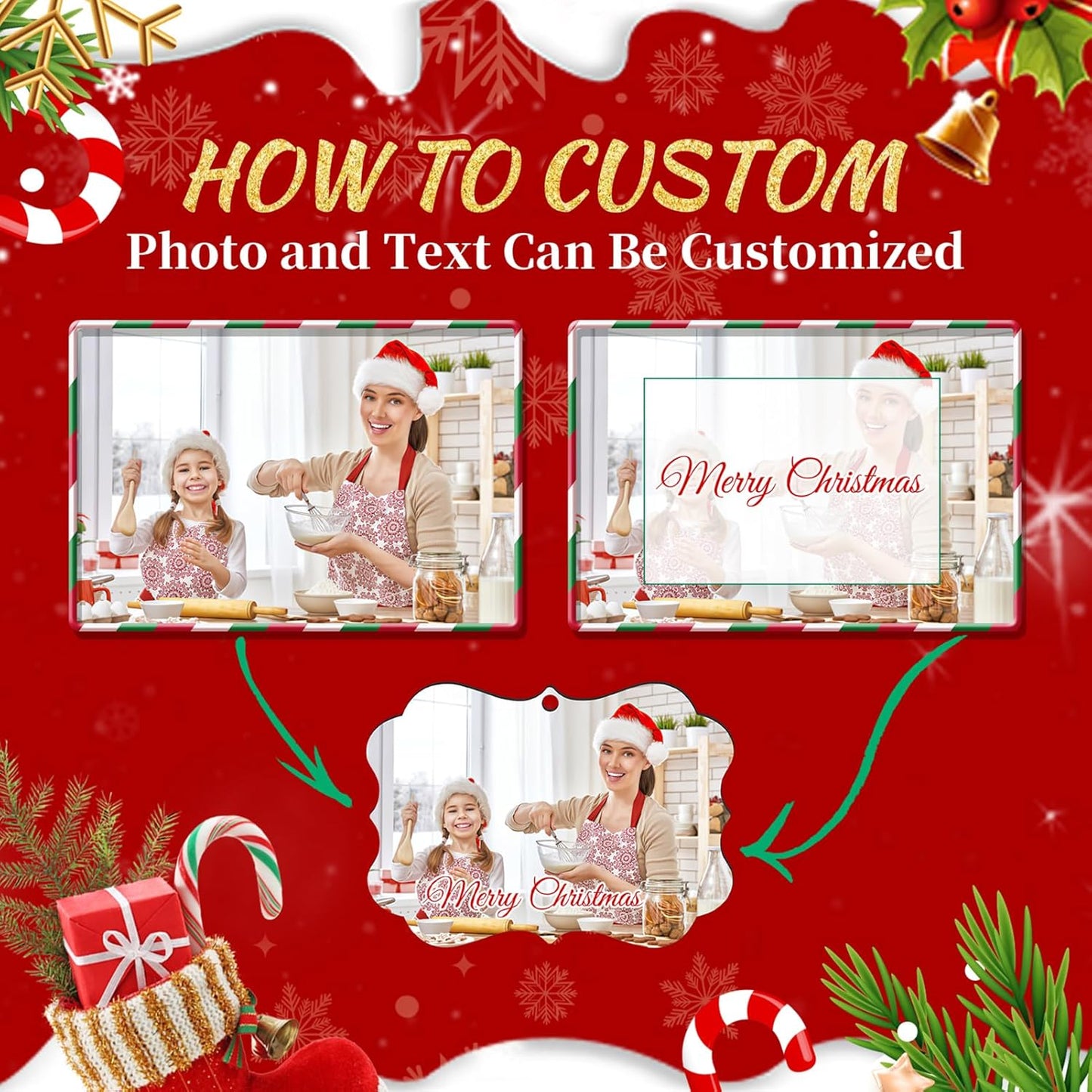 Personalized Christmas Ornaments 2025 Wood Custom Photo Picture Text Christmas Ornament Personalized Ornament Christmas Xmas Tree Decorations for Kids Couples Family Friends