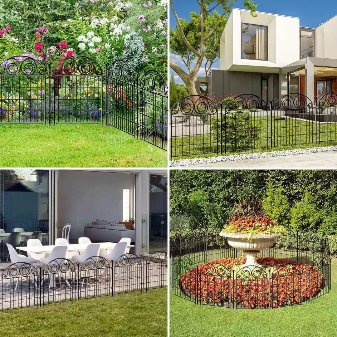 Tall Garden Fencing Animal Barrier, 40 Inch(H) 2 Panels Total Length 4.4 Ft, Dog Fences Outdoor for Yard, Dog Digging Fence Barrier, Metal Temporary Fencing│Patented