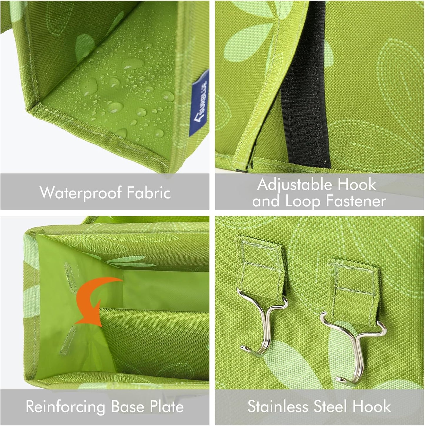 Surblue Bedside Caddy Hanging Bed Organizer Storage Bag Pocket for Bunk and Hospital Beds, College Dorm Rooms Baby Bed Rails,Camp Chiars，Wheelchair Side Bag，4 Pockets and 2 Hooks (Flower)