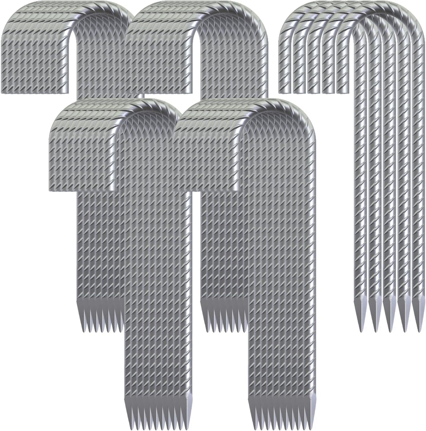 12 Inch Rebar Ground Stakes Heavy Duty J Hook 55 Pack Metal Spikes Galvanized Ground Anchors Tent Stakes for Fence, Bounce House, Gazebos and Outdoor Decorations Inflatables