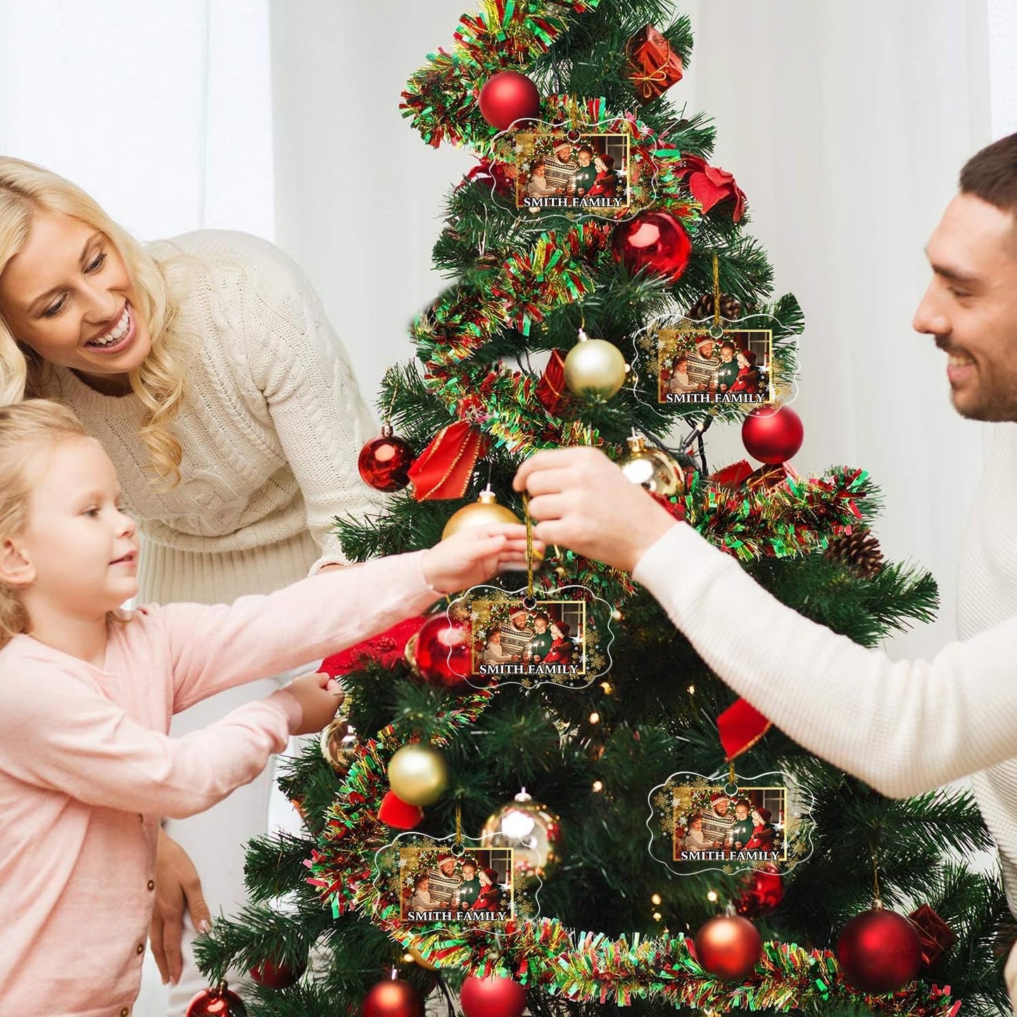 Personalized Family Photo Decor, Crystal Ornaments, Custom Christmas Hanging Ornaments, Decorative Hanging Glass Pendant, Design Own Picture, Gifts for Christmas, Butterfly Shape for Family