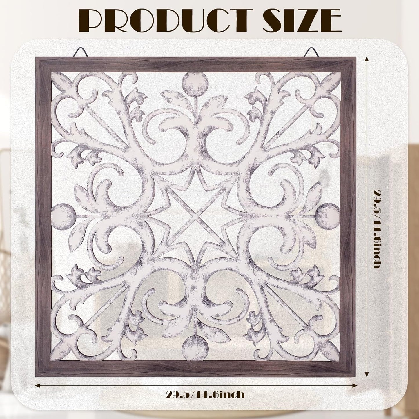 Tatuo 4 Pcs Wood Art Wall Decor Farmhouse Decorative Wood Panels Modern Wall Decor for Living Room Home Kitchen Dining Room(Square,Brown, White)