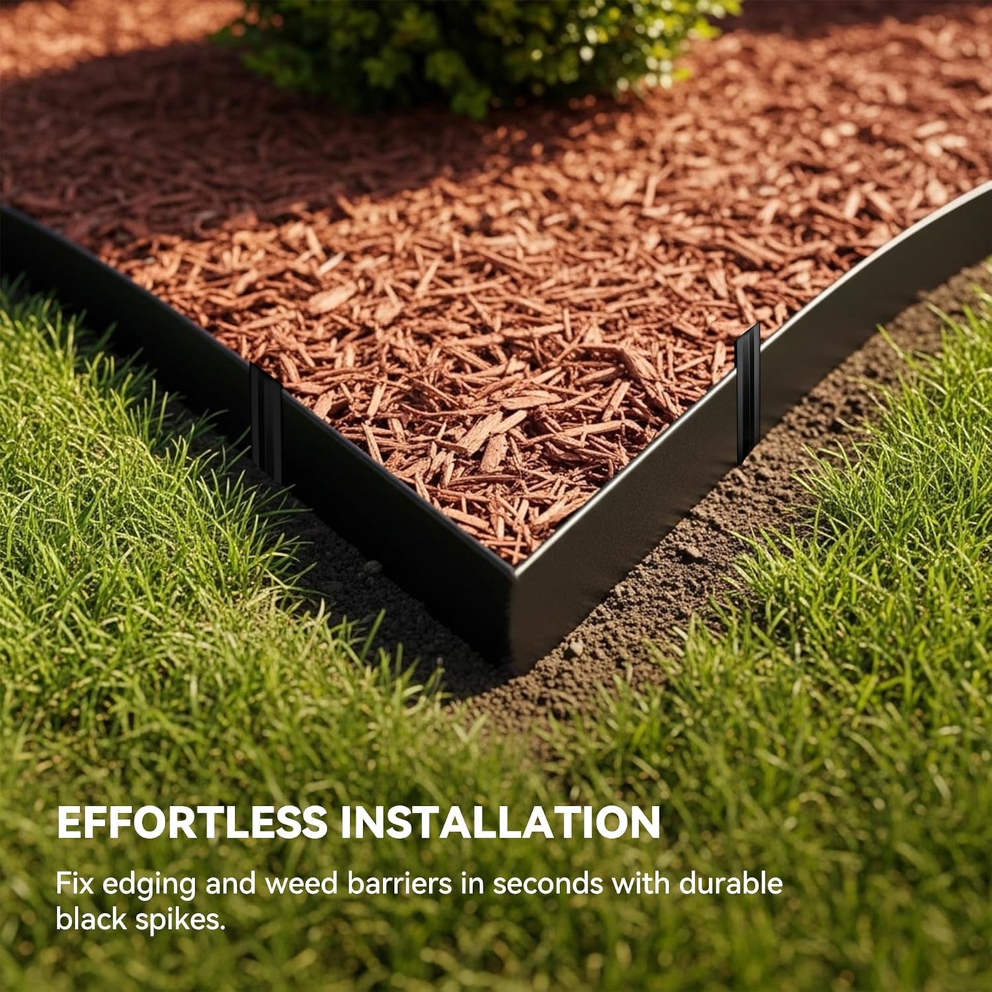 12Inch Metal Landscape Edging Stakes, 13Pcs Galvanized Steel Garden Stakes Top Curved Corrugated Landscaping Anchoring Spikes for Yard, Black