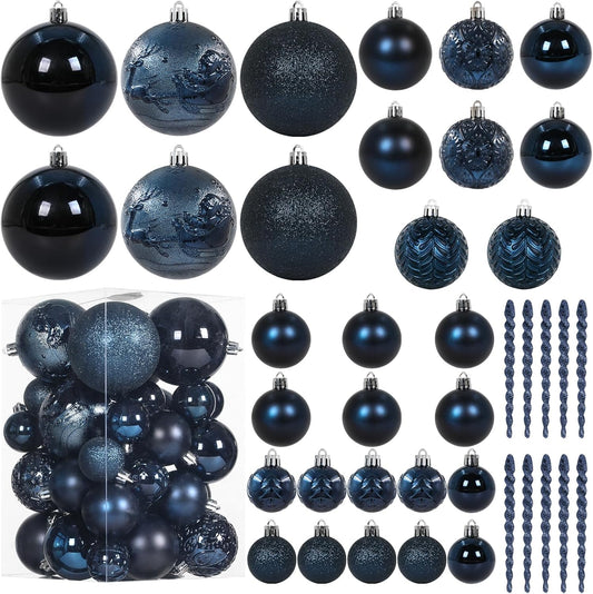 Christmas Ball Ornaments for Christmas Decorations - 41 Pieces Xmas Tree Blue Shatterproof Ball Ornaments with Hanging Loop for Holiday and Party Decoration