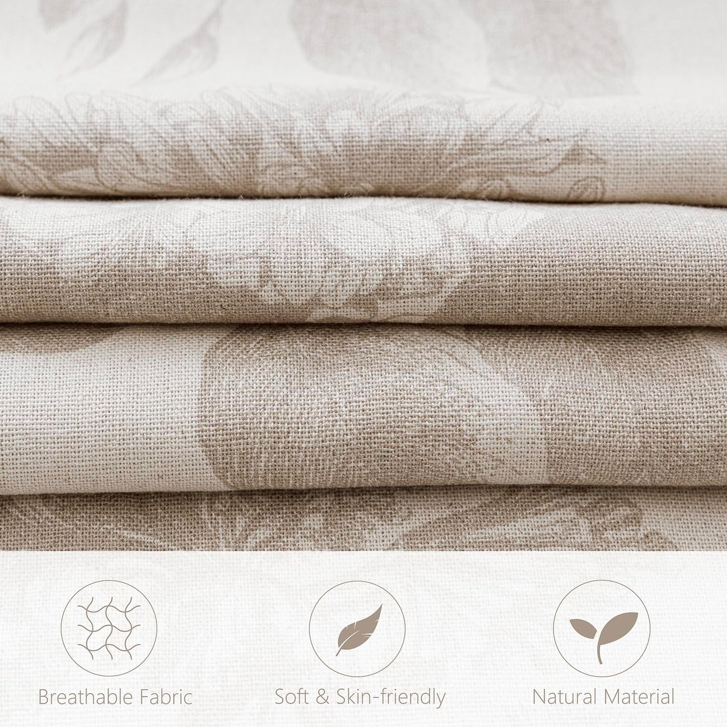 Foindtower Set of 2 Linen Floral Vintage Throw Pillow Covers Neutral Accent Decorative Cushion Covers Farmhouse Boho Home Decor for Sofa Chair Couch Bedroom Living Room Outdoor,20×20 Inch,Tan Beige