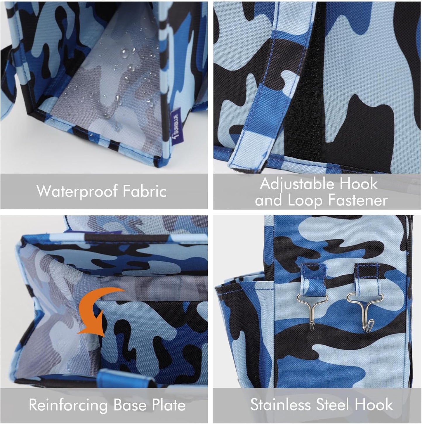 Surblue Bedside Caddy Hanging Bed Organizer Storage Bag Pocket for Bunk and Hospital Beds, College Dorm Rooms Baby Bed Rails, Wheelchair Side Bag, Camp Chiars, 4 Pockets and 2 Hooks (Small Ocean)