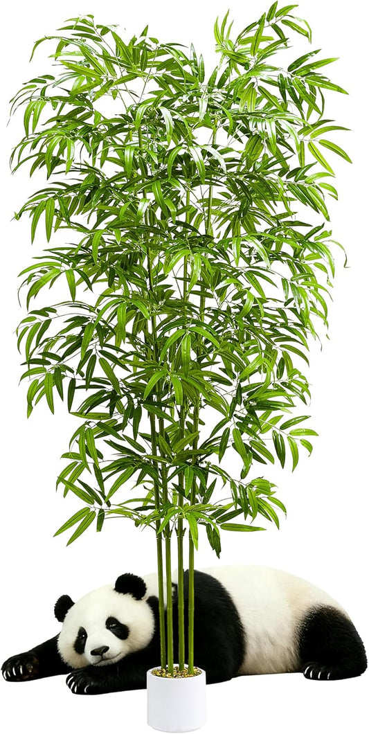 Artificial Bamboo Tree 6FT Tall Fake Plants Faux Silk Plant, Faux Bamboo Plant for Home Office Indoor Outdoor Decor Artificial Trees with Tall Planter