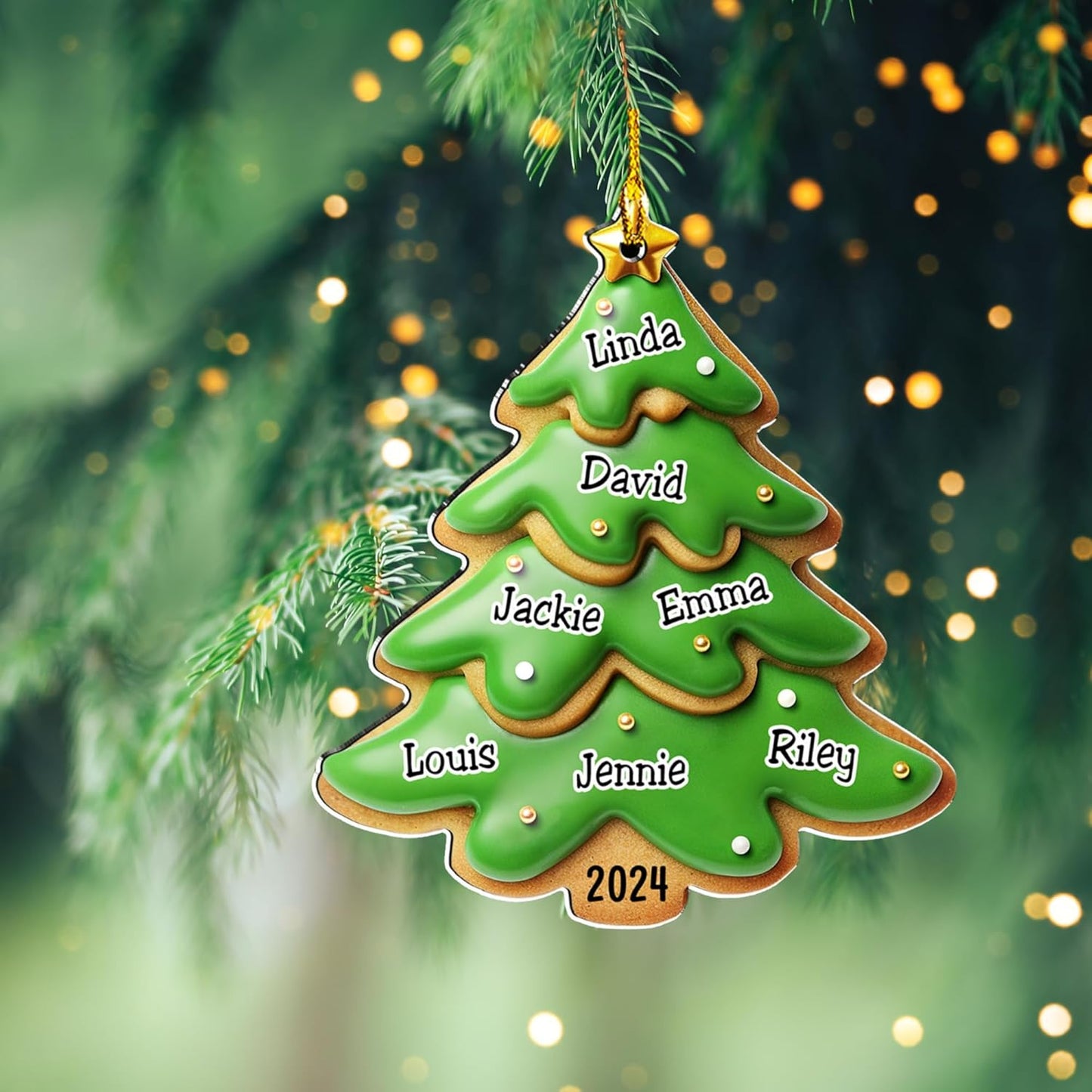 Personalized Family Christmas Acrylic Ornament 2024 - Custom Name Charms Family Members up to 10 People and Pets, Paw Charm Ornament Gifts for Family Tree Decoration (A05, 9 Names)