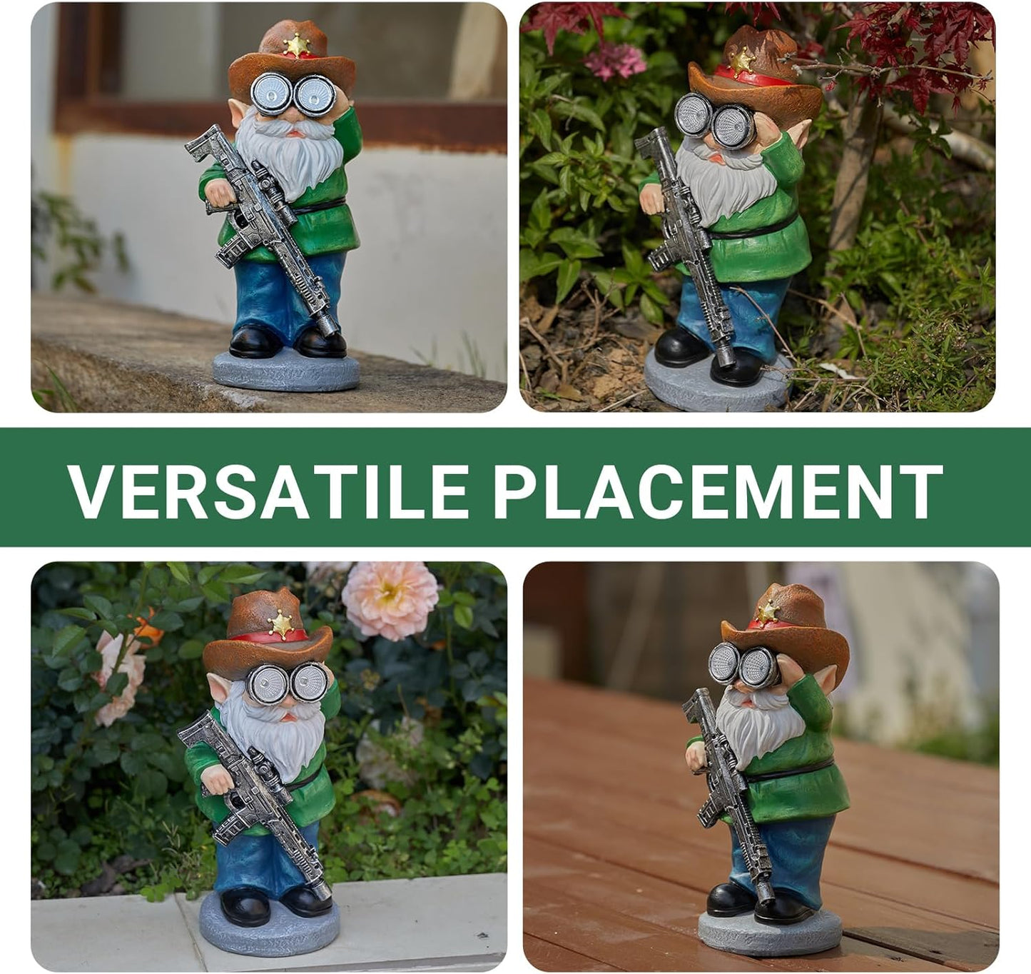 Funny Garden Gnomes Statue Outdoor Decor, Solar Telescope Gnome Decorations for Yard, Lawn, Patio, Porch, Fathers Day Birthday Housewaming Gifts for Dad, Men, Husband, 10.6 Inch, Resin