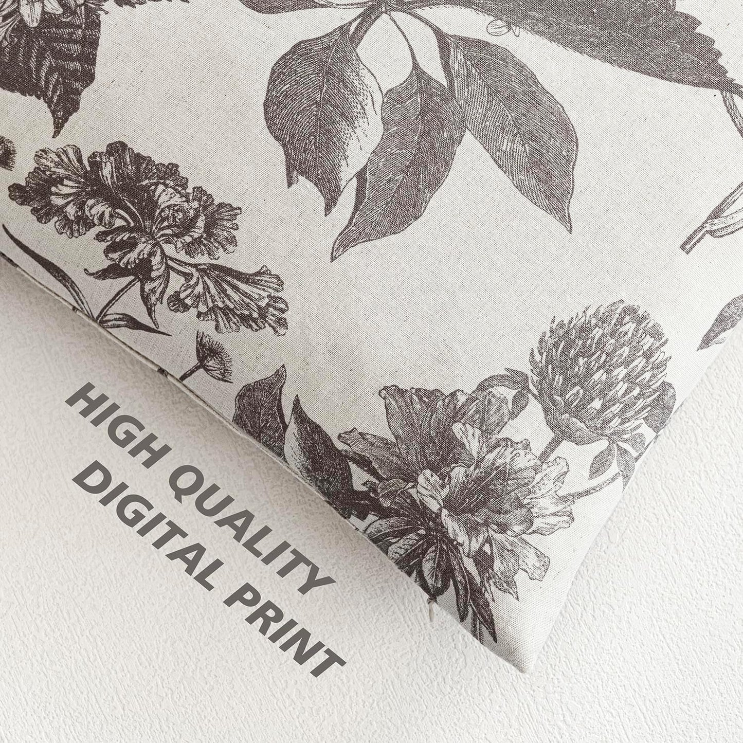 Foindtower Set of 2 Linen Floral Throw Pillow Covers Vintage Accent Print Decorative Cushion Covers Farmhouse Boho Home Decor for Sofa Chair Couch Bedroom Living Room Outdoor,22×22 Inch,Light Gray