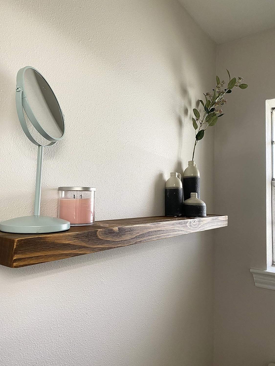 joelsantiques 42 Inch Wooden Floating Shelves for Wall - 42x6x2 in - Made of Natural Wood - Long Heavy Duty Rustic Wall Shelves for Bedroom - Perfect for Living Room, Kitchen - Medium Brown