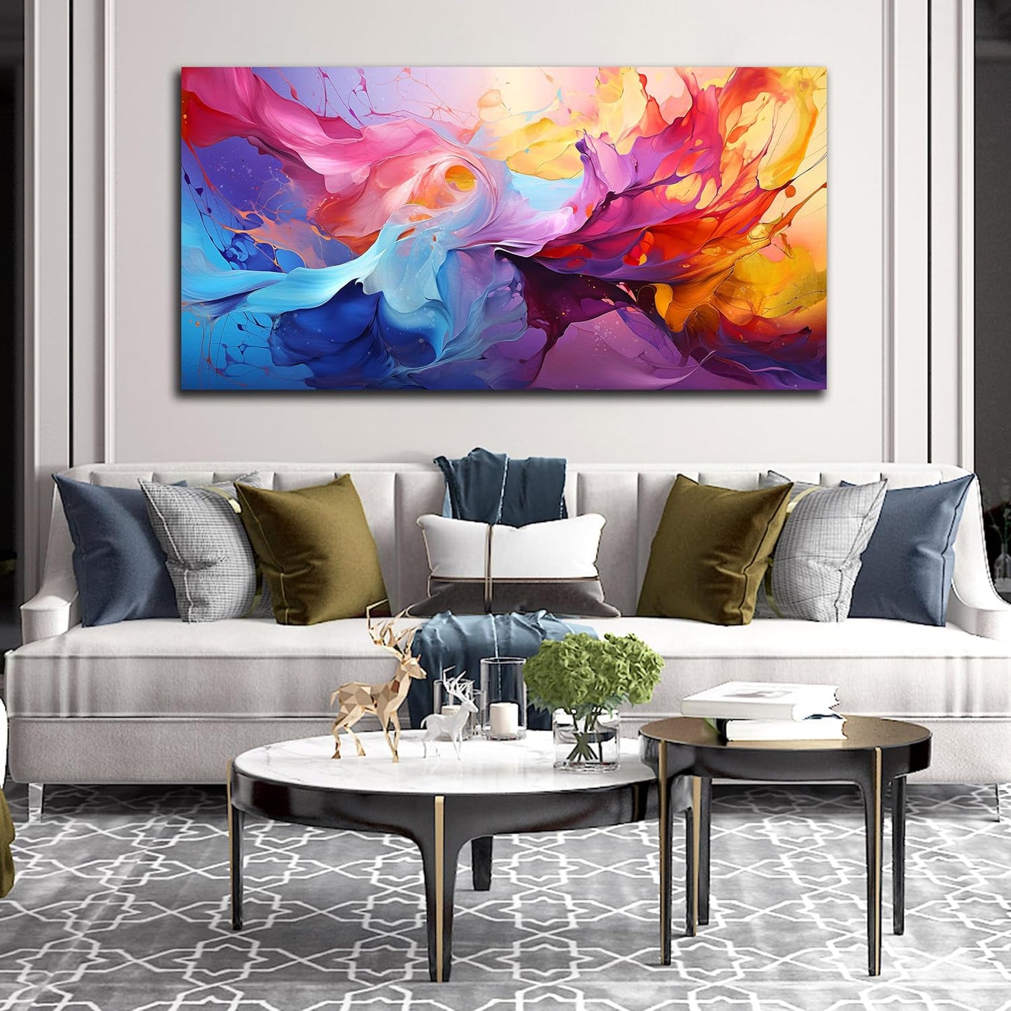 GUGIKA Abstract Wall Art for Living Room, Colorful Canvas Wall-Art for Bedroom, Print, 29x59 Inches