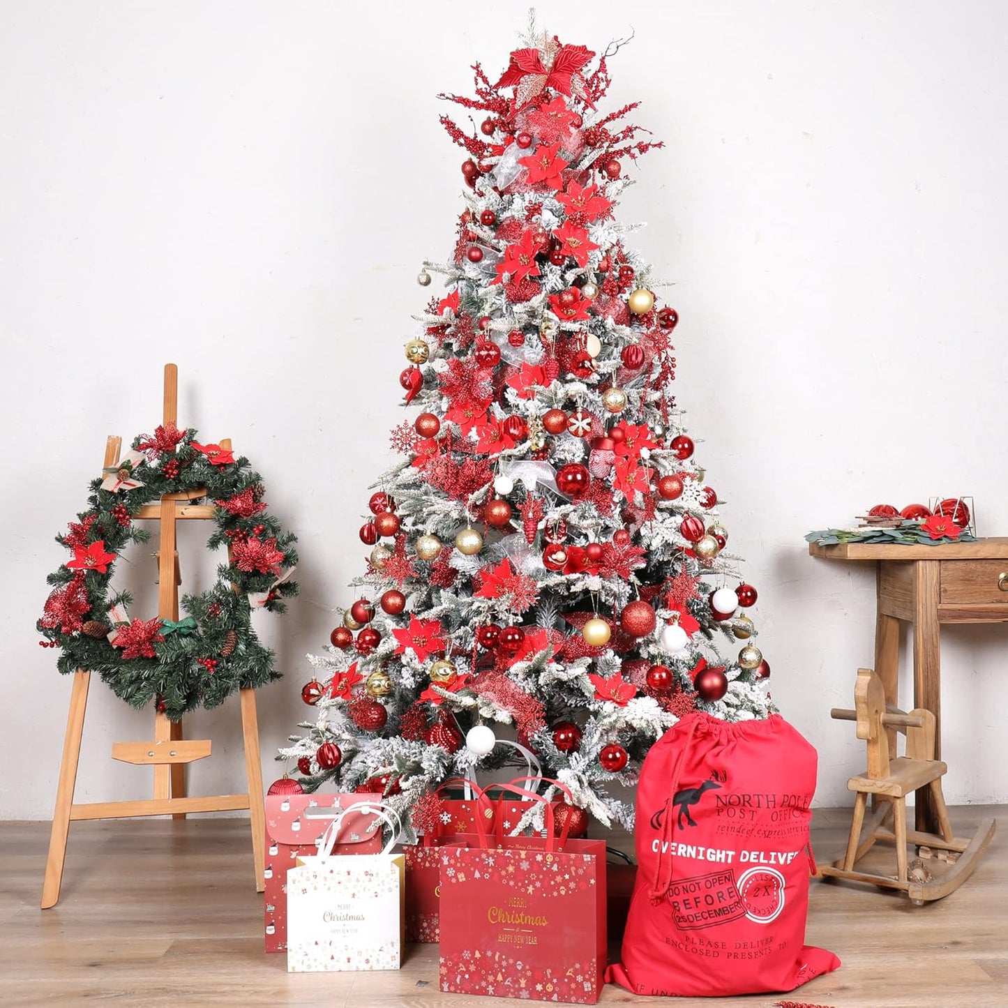 100-Pack Various Shatterproof Christmas Balls, Christmas Decorative Ball Ornaments for Xmas Tree- Red & Gold