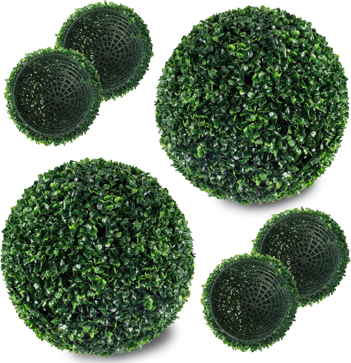 Ogrmar 2 PCS 17.7 inch 2 Layers Artificial Plant Topiary Ball Faux Boxwood Decorative Balls for Backyard, Balcony,Garden, Wedding and Home Décor (17.7 Inch)