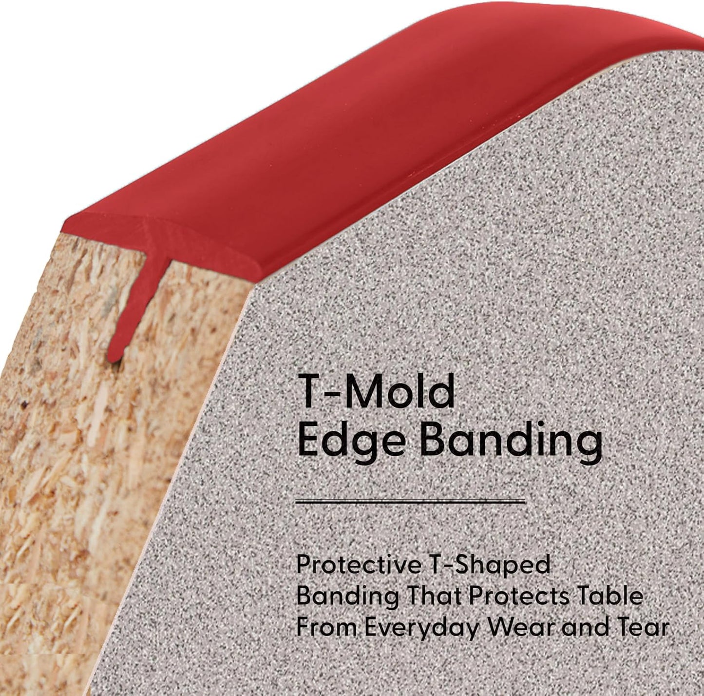 FDP Rectangle Activity School and Classroom Kids Table (24 x 72 inch), Chunky Toddler Legs, Adjustable Table Height 15-24 inches - Gray Top and Red Edge