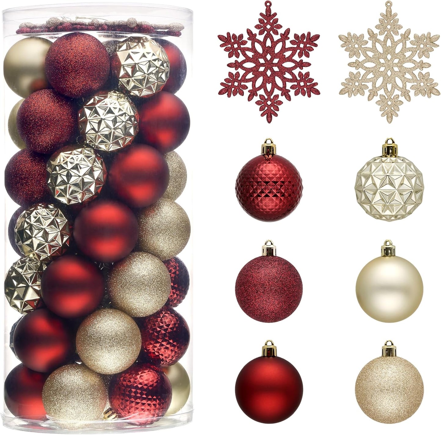 Valery Madelyn Christmas Tree Decorations Ornament Set for Fall Halloween, 50ct 2.36 Inches Burgundy Red Gold Shatterproof Christmas Ball Ornaments Hanging Xmas Holiday Party Decor