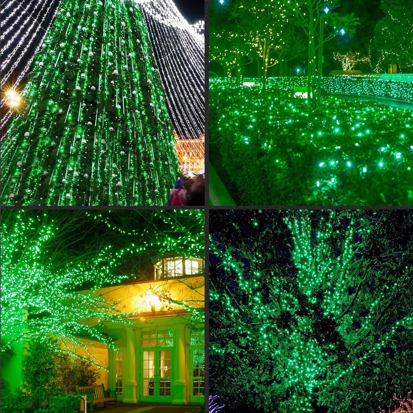 1200LED (24pk of 50L) String Lights, LED Christmas Lights, 6" SPACING,Green Wire, Green