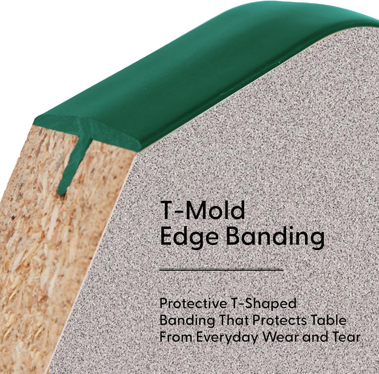 FDP Rectangle Activity School and Classroom Kids Table (30 x 48 inch), Chunky Toddler Legs, Adjustable Height 15-24 inches - Gray Top and Green Edge