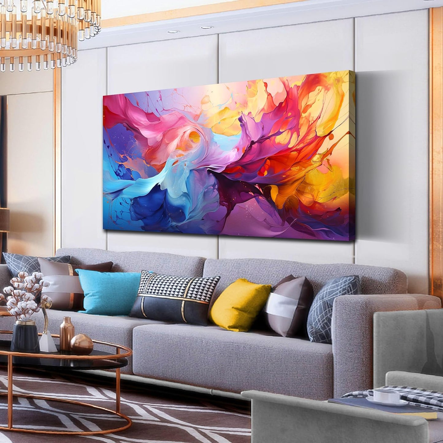 GUGIKA Abstract Wall Art for Living Room, Colorful Canvas Wall-Art for Bedroom, Print, 29x59 Inches