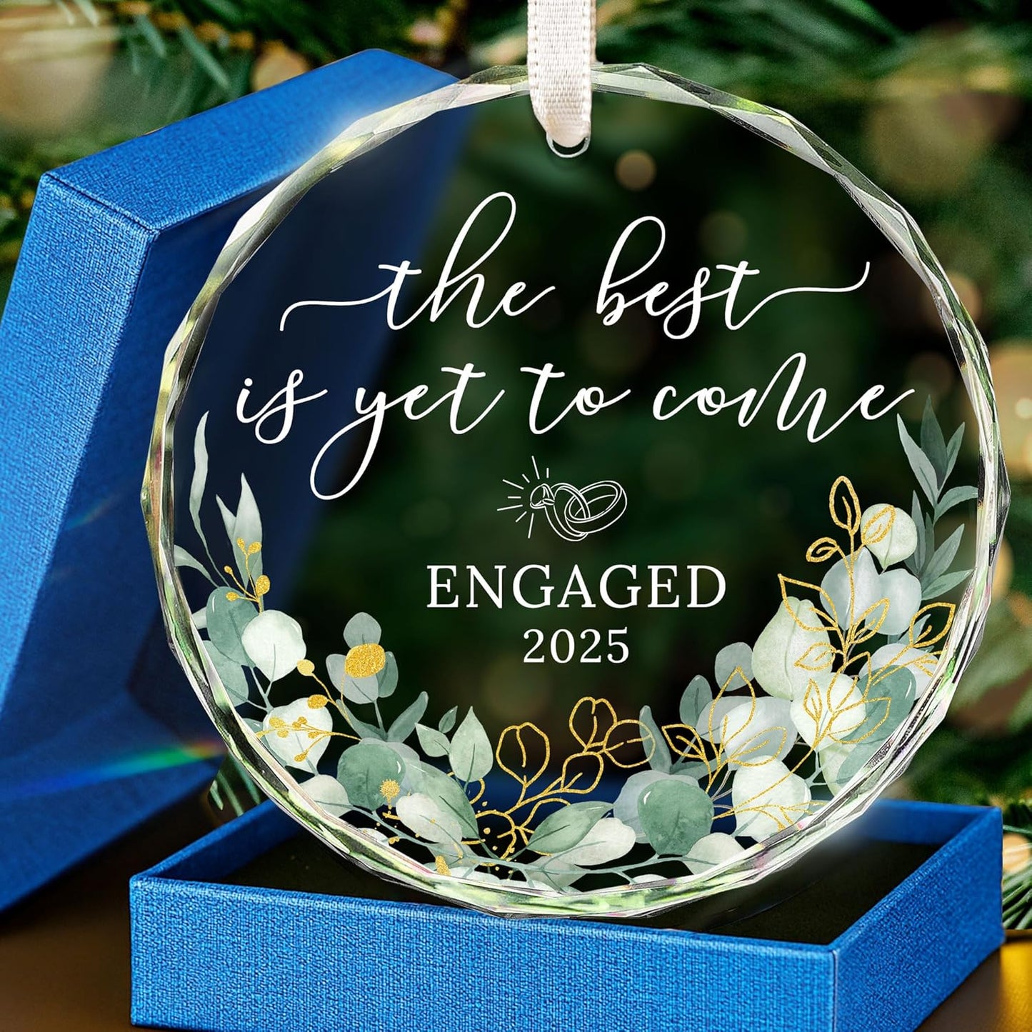 HEXMOZ Engagement Gifts for Couples - Engagement Gift for Newly Engaged Couples, Women, Fiance, Her - Bride to Be Gifts, First Christmas Just Engaged Glass Ornament 2025 - Party Decorations
