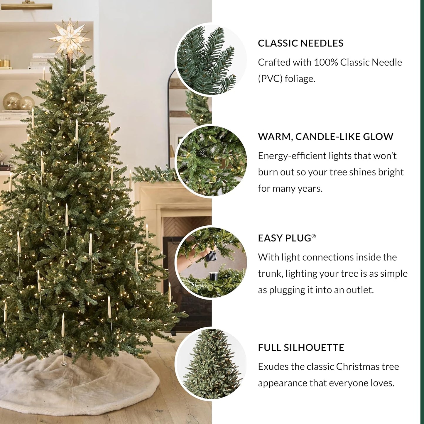 Balsam Hill 9.5ft Pre-Lit Classic Blue Spruce - Artificial Christmas Tree with 5,248+ Tips, 1600 Hand-Strung Clear LED Lights, Easy Plug System & Premium Stand for Indoor Holiday Decorating