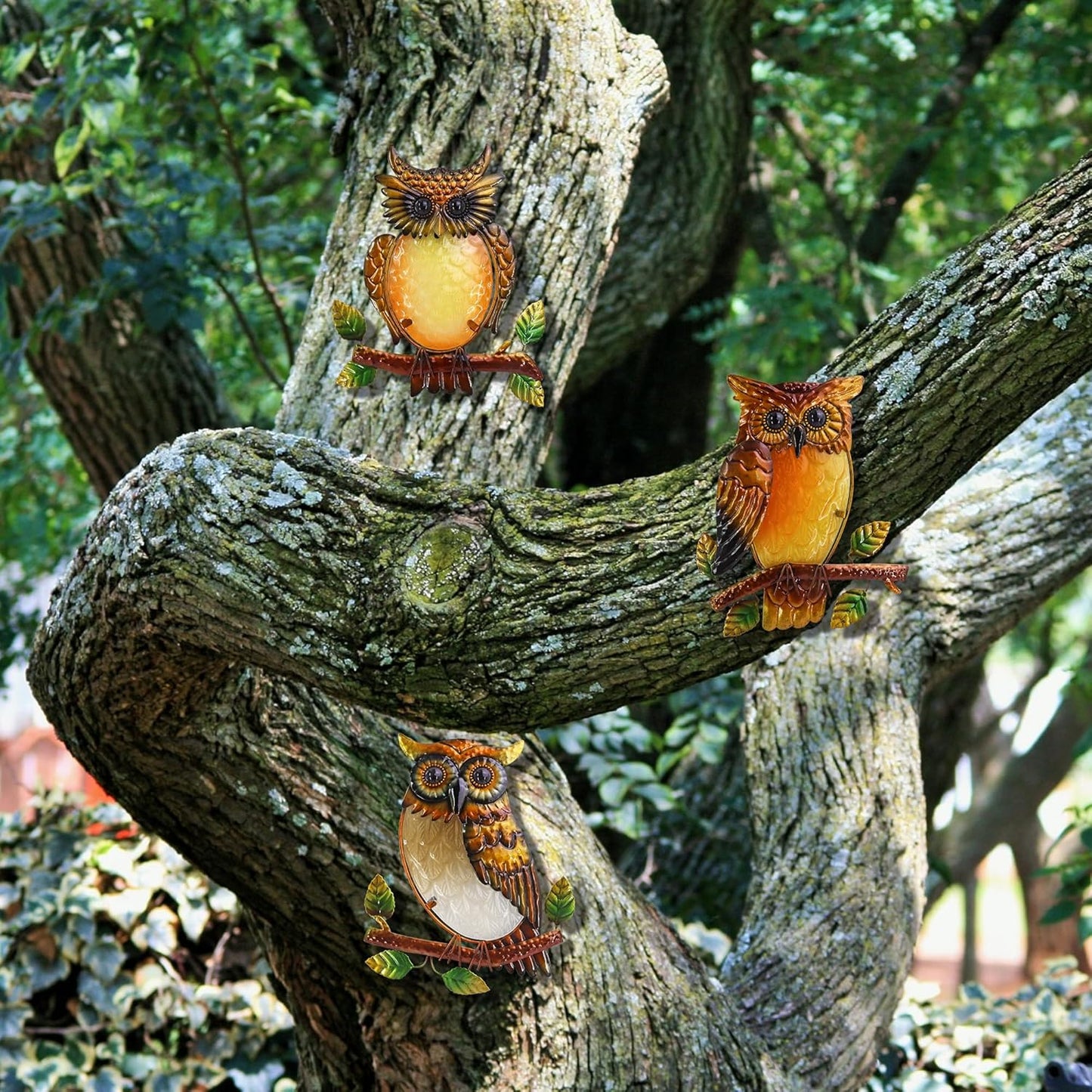 J-Fly Owl Decorative Metal Wall Art Owl Outdoor Decorative Metal Bird Wall Art Exquisite Owl Decorations For Garden Patio Porch Bedroom Kitchen Owl Lover Gift 9 Inch Set Of 3