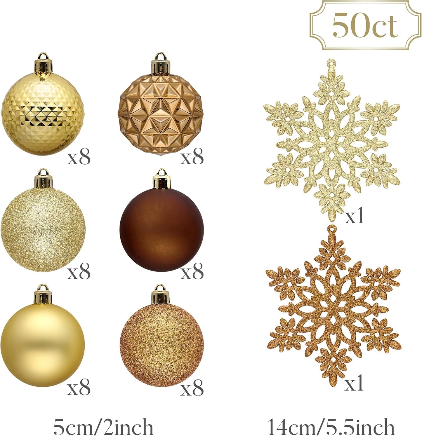 Valery Madelyn Christmas Tree Decorations Ornament Set for Fall Halloween, 50ct 2 Inches Bronze Copper Gold Shatterproof Christmas Ball Ornaments Hanging Xmas Holiday Party Decor