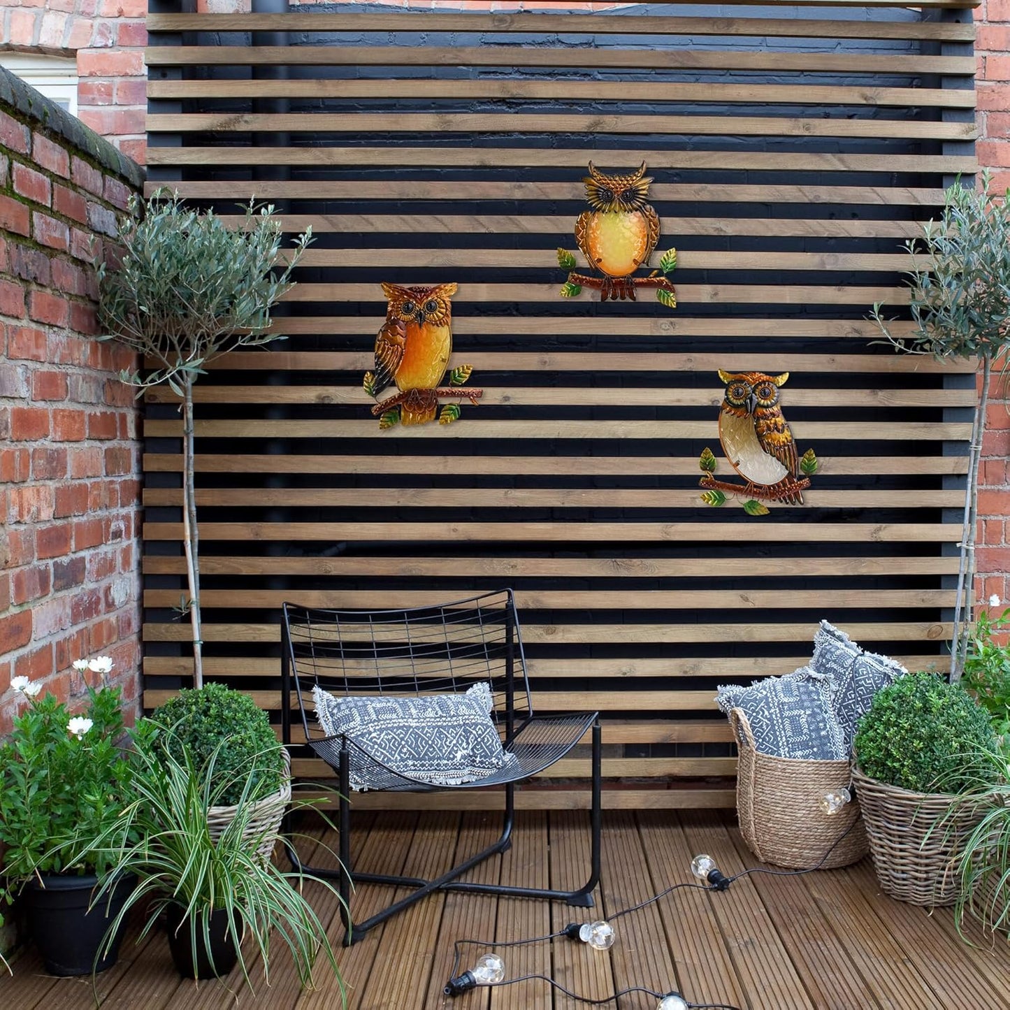 J-Fly Owl Decorative Metal Wall Art Owl Outdoor Decorative Metal Bird Wall Art Exquisite Owl Decorations For Garden Patio Porch Bedroom Kitchen Owl Lover Gift 9 Inch Set Of 3