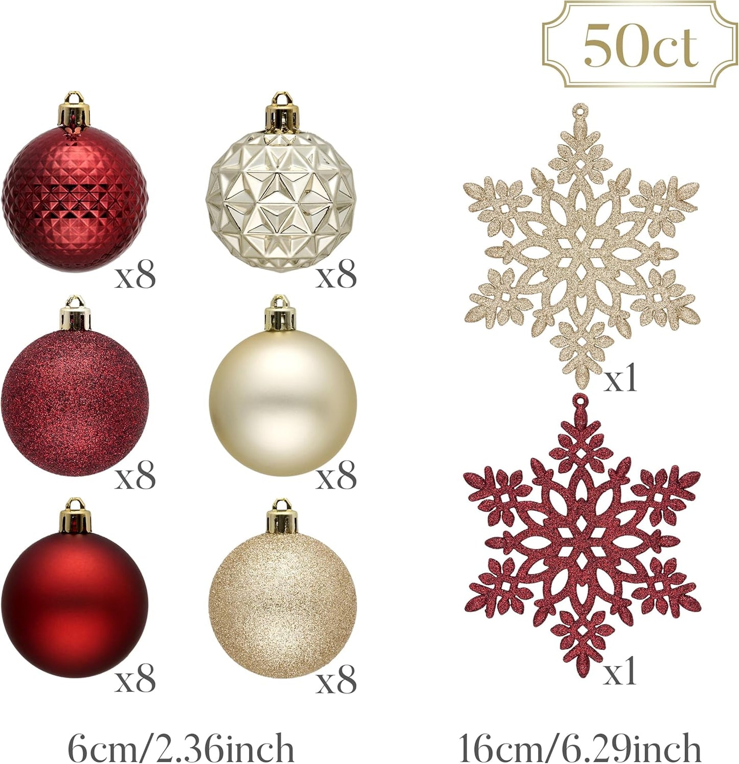 Valery Madelyn Christmas Tree Decorations Ornament Set for Fall Halloween, 50ct 2.36 Inches Burgundy Red Gold Shatterproof Christmas Ball Ornaments Hanging Xmas Holiday Party Decor