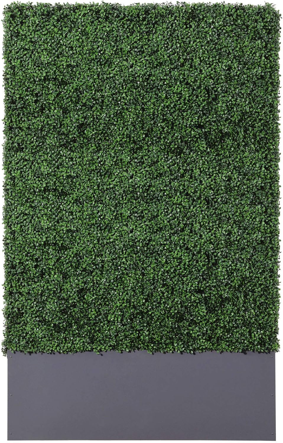 AGPL Upgraded Artificial Boxwood Hedge Wall with Dark Gray Stainless Steel Planter Box (79" Height 48" Width 12" Deep) Room Divider and Privacy Wall (79)