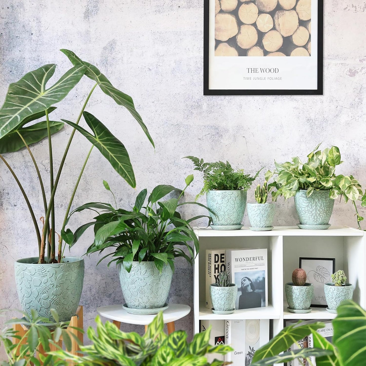 10 inch Plant Pots Ceramic Planter with Drainage Holes and Saucer for Multiple Plants, Indoor-Outdoor Garden Pots for Succulent, Orchid, and Flower