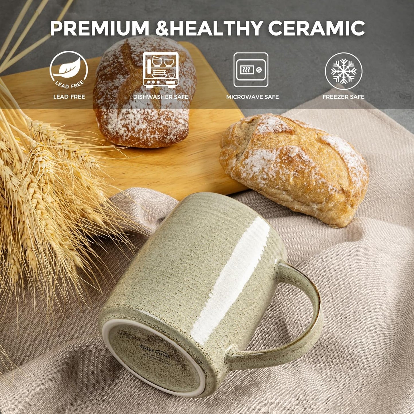 GBHOME Large Coffee Mugs Set of 4, 18oz Handmade Ceramic Coffee Mugs Set with Gradient color for Latte/Tea/Beer/Hot Cocoa, Dishwasher & Microwave Safe, Cappuccino