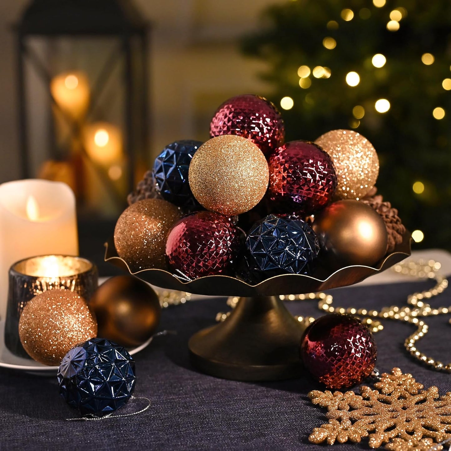 Valery Madelyn Christmas Tree Decorations Ornament Set for Fall Halloween, 50ct 2 Inches Bronze Copper Purple Shatterproof Christmas Ball Ornament Hanging Xmas Holiday Party Decor