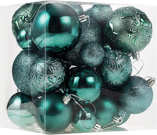 Senjie Green Shatterproof Christmas Ball Ornaments, 32 Pcs, Plastic, Wedding & Christmas, Hanging
