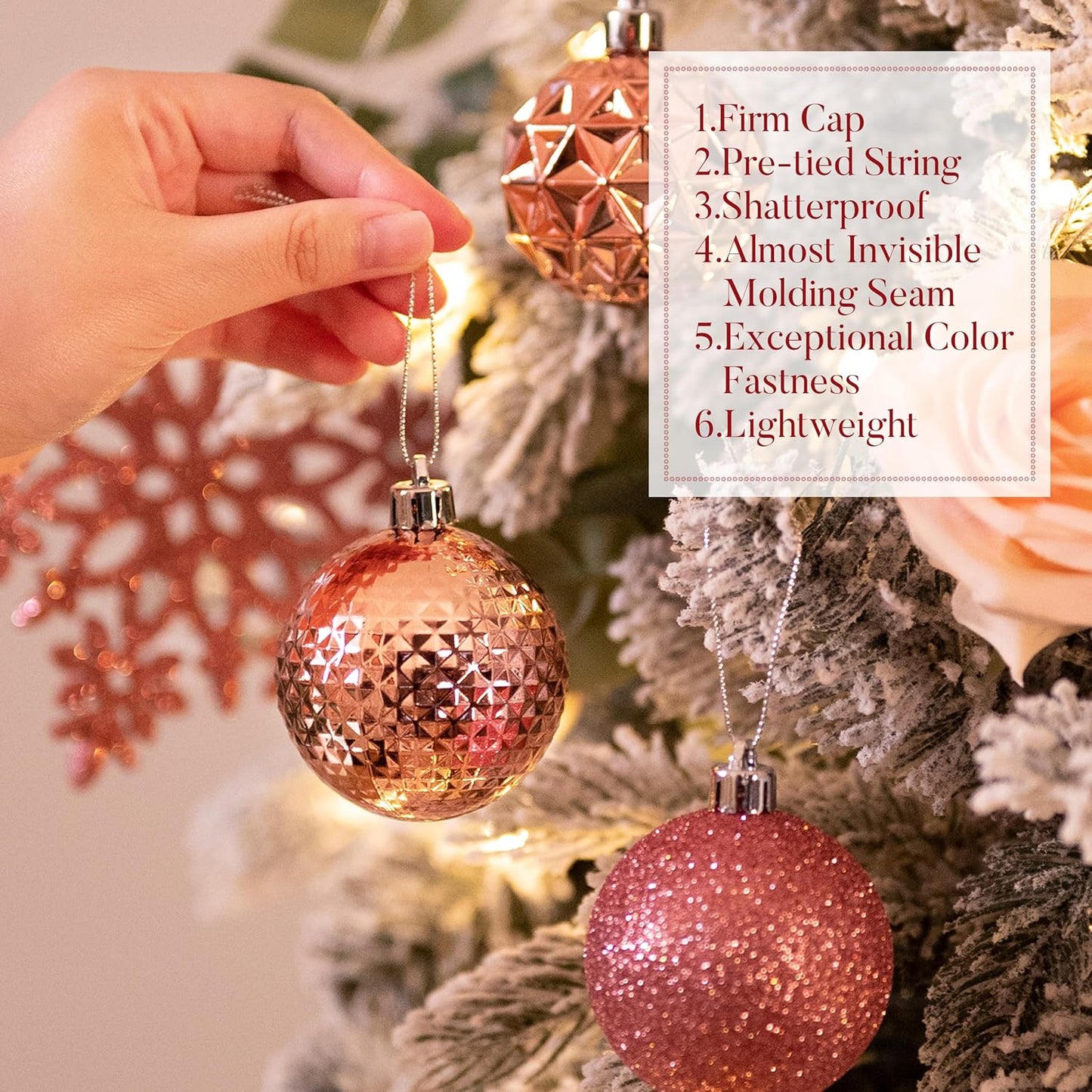 Valery Madelyn Christmas Tree Decorations Ornament Set for Fall Halloween, 50ct 2 Inches Pink Shatterproof Christmas Ball Ornaments Hanging Xmas Holiday Party Decor