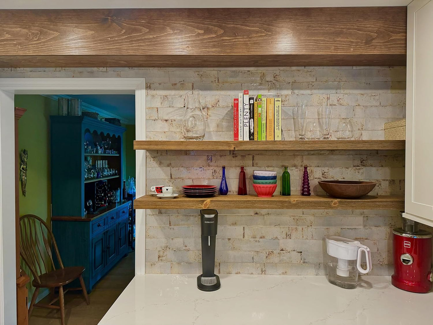 Joel's Antiques 42 Inch Wooden Floating Shelves for Wall - 42x12x2 in - Made of Natural Wood - Long Heavy Duty Rustic Wall Shelves for Bedroom - Perfect for Living Room, Kitchen - Medium Brown