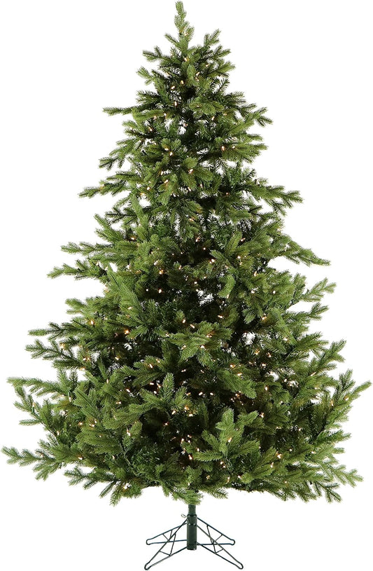 Fraser Hill Farm 9-Ft. Foxtail Pine Artificial Christmas Tree with Warm White LED Lights and Stand, Prelit Foldable Fake Tree with Realistic Foliage for Home Decoration