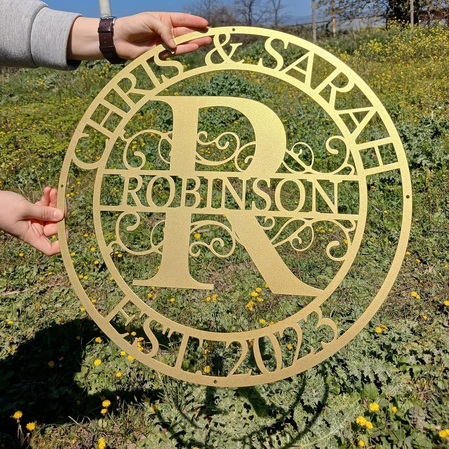 Personalized Family Name Sign, Split Letter Monogram Wall Art Decor, Durable Steel Family Last Name Decor, Custom Signs Indoor or Outdoor, Personalized Wedding Gifts, Housewarming Gift