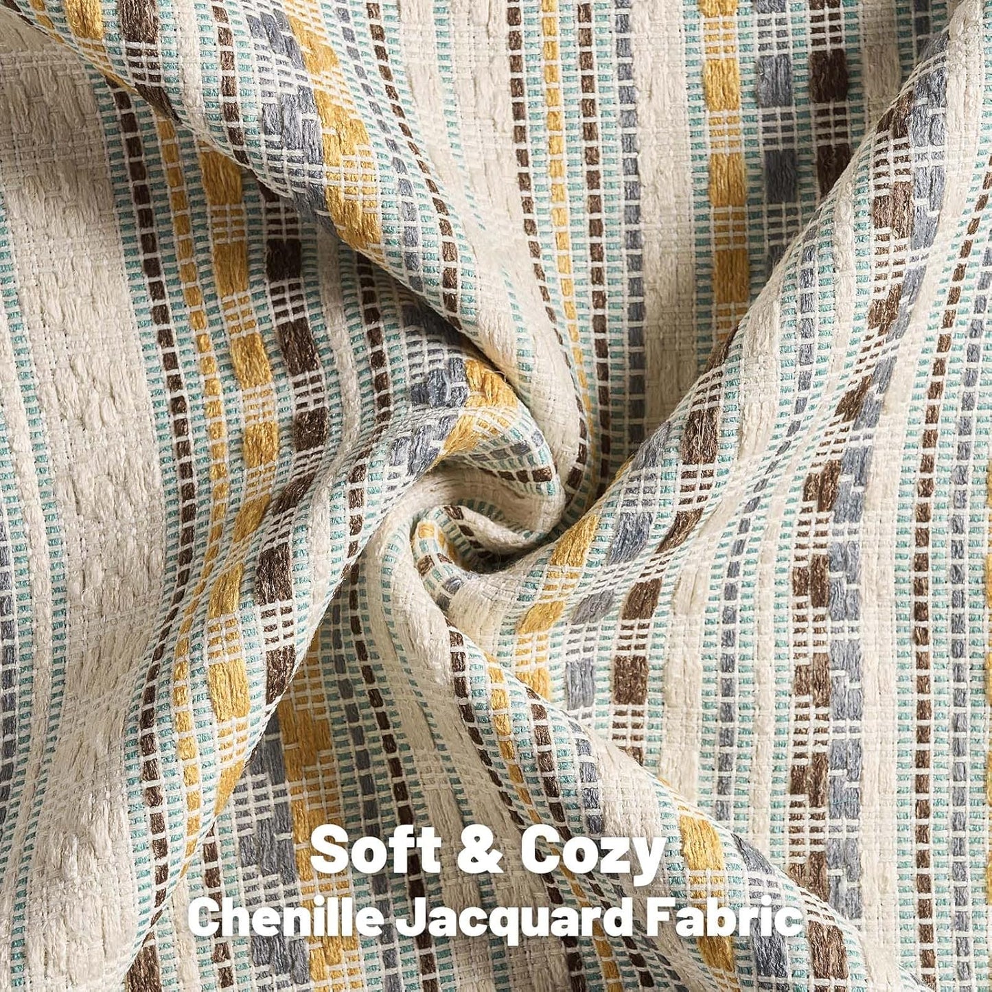 FUTEI Yellow Grey Decorative Throw Pillow Covers 20x20 Inch Set of 2,Soft Cozy Chenille Jacquard Textured Cushion Case,Boho Home Decor for Couch Bed Living Room